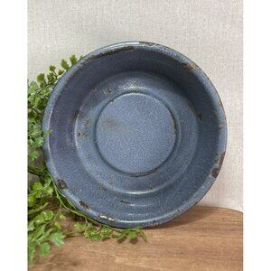 Vintage Rustic Farmhouse Blue Gray Enamelware Graniteware Bowl 7 In Pan